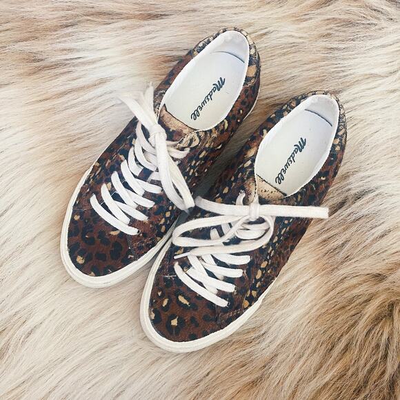 Madewell Sidewalk Low-Top Sneakers in Painted Leopard Colorblock Calf Hair - Picture 3 of 8